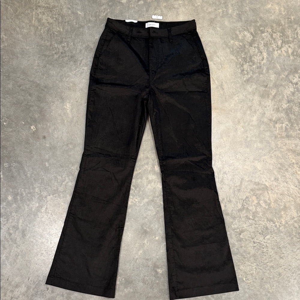 Level 99 - velvet look Black Boot Cut Pants